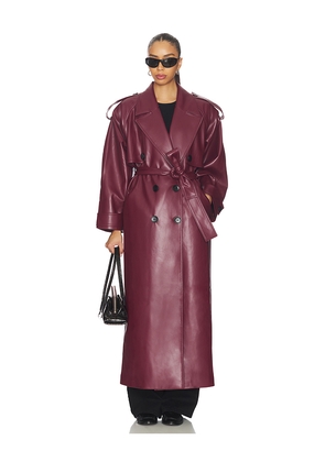SELMACILEK Leather Trenchcoat in Burgundy. Size L. Also in M, S, XS.
