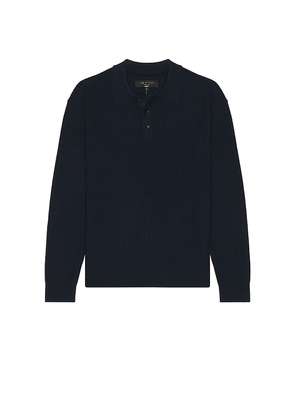 Rag & Bone Crawford Cashmere Blend Long Sleeve Polo in Navy. Size S. Also in XL/1X.