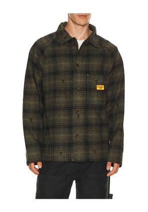 Service Works Thistle Plaid Jacket in Olive. Size L. Also in M, S, XL/1X.