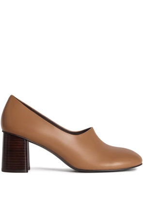 12 STOREEZ 70mm leather pumps - Brown