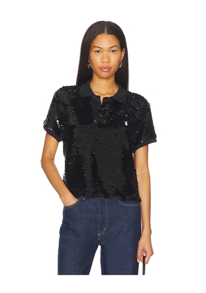 Polo Ralph Lauren Sequined Mesh Crop Polo Shirt in Black. Size L. Also in M, S, XL, XS.