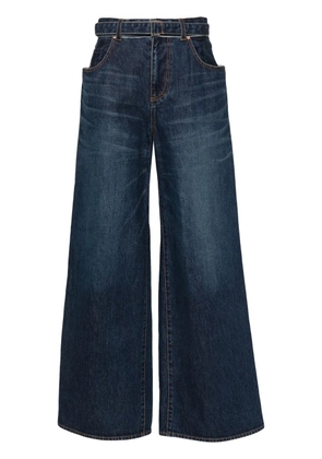 sacai belted high-rise wide-leg jeans - Blue