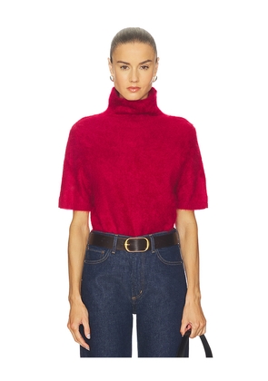 Soft Goat Brushed Short Sleeve Turtleneck in Red. Size L. Also in M, S.