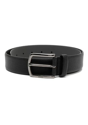 BOSS logo-plaque leather belt - Black