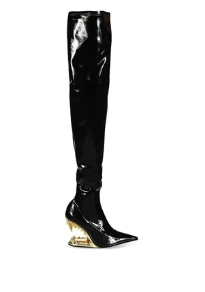 GCDS 110mm Morso Vinyl over-the-knee boots - Black