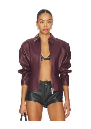 The Sei Fitted Leather Jacket in Burgundy. Size 0. Also in 2, 4, 6, 8.