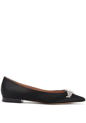 Scarosso Iris crystal-embellished satin ballerinas - Black