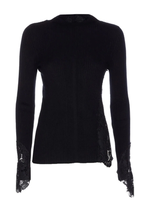 PINKO lace-insert ribbed sweater - Black