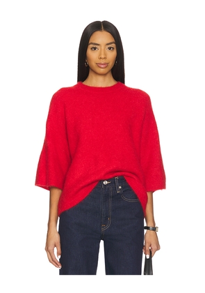 PISTOLA Micah Short Sleeve Crewneck Sweater in Red. Size L. Also in M, XL.