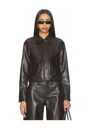 PISTOLA Bex Shrunken Jacket in Chocolate. Size L. Also in M, S, XL, XS.