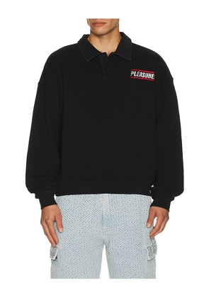 Pleasures Gentle Polo Sweatshirt in Black. Size L. Also in M, S, XL/1X, XXL/2X.