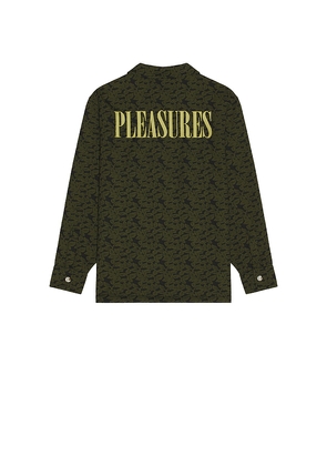 Pleasures Leaf Half Zip Shirt in Green. Size L. Also in M, S, XL/1X, XXL/2X.