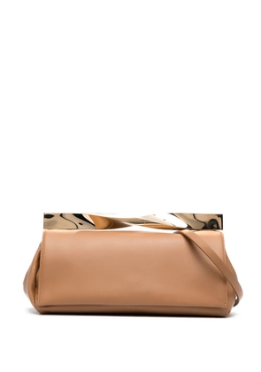 Aquazzura Twist leather clutch bag - Brown