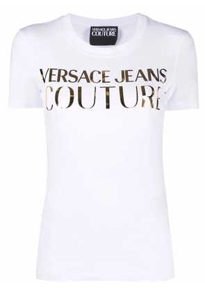 Versace Jeans Couture logo-print metallic T-shirt - White