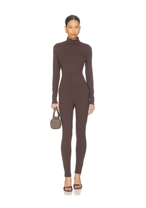 Susana Monaco Carryover Mock Neck Jumpsuit in Chocolate. Size L. Also in M, XL.