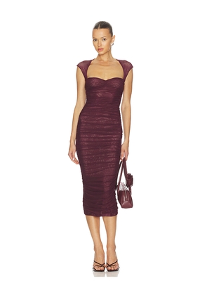 SEROYA Kylie Midi Dress in Burgundy. Size L. Also in M, XS.