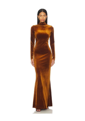 SEROYA Viola Velvet Dress in Metallic Bronze. Size L. Also in M, S, XL, XS, XXS.
