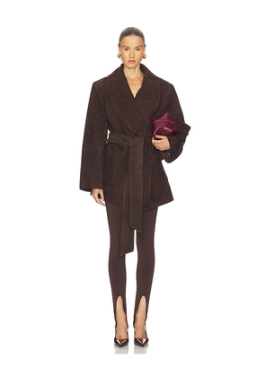 SEROYA Chandra Suede Jacket in Brown. Size L. Also in M, S, XS.