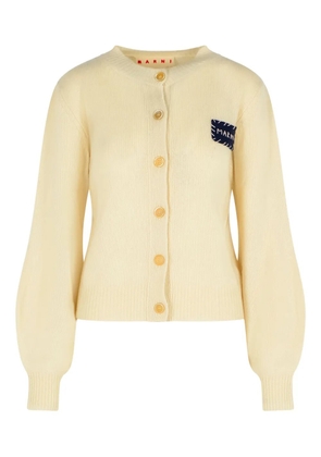 Marni logo-patch ribbed cardigan - Neutrals