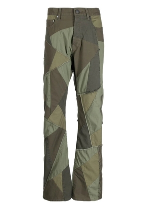 John Elliott patchwork-design bootcut jeans - Green