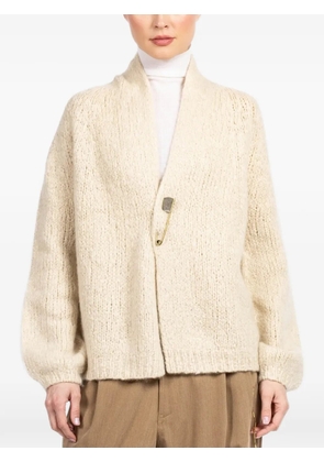Frenckenberger hand-knit safety-pin cardigan - Neutrals