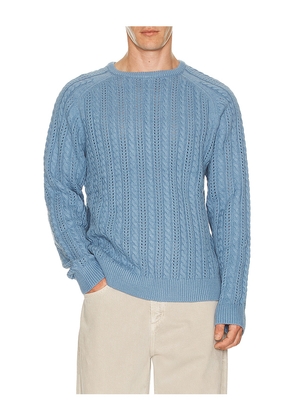 Rhythm Doheny Pointelle Crew Knit Sweater in Blue. Size L. Also in M, S, XL/1X.