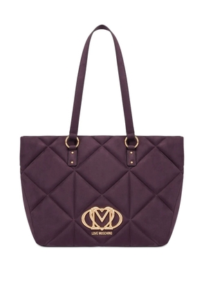 Love Moschino quilted logo tote bag - Purple