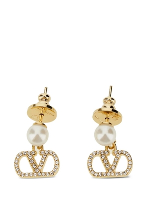 Valentino Garavani VLongo Signature pearl crystal earrings - Gold