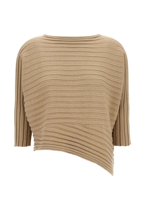 Issey Miyake knit asymmetrical top - Neutrals