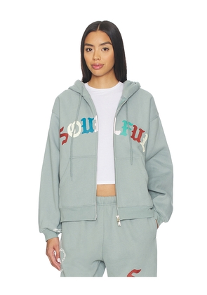 The Mayfair Group Soulful Relaxed Full Double Zip Jacket in Blue. Size L/XL. Also in M/L, S/M, XS.