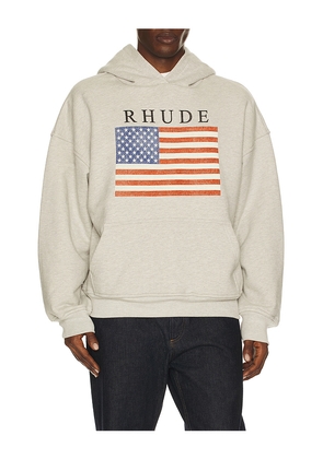 Rhude USA Flag Hoodie in Grey. Size L. Also in M, S, XL/1X, XXL/2X.