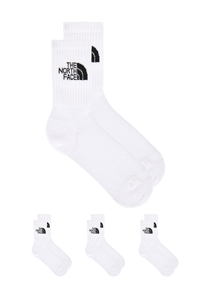 The North Face Everyday Standard Crew Sock 3 Pack in White. Size L. Also in M, S.