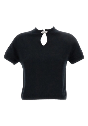 Barrie rhinestone-embellished keyhole top - Black