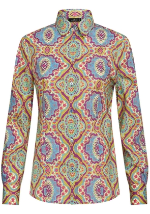 ETRO graphic-print cotton-blend shirt - Blue