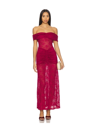 Runaway The Label Vaneya Lace Maxi Dress in Red. Size L. Also in M, S, XL, XS.