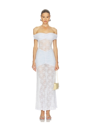 Runaway The Label Vaneya Lace Maxi Dress in Blue. Size L. Also in M, S, XL, XS.