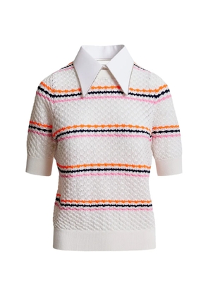 Essentiel Antwerp honeycomb rhinestoned-collar sweater - White