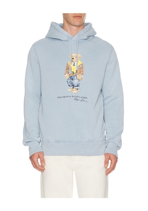 Polo Ralph Lauren Fleece Resin Washed Heritage Bear Hoodie in Navy. Size L. Also in M, S, XL/1X, XXL/2X.