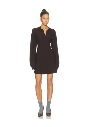 ROTATE Slinky Knit Polo Dress in Brown. Size L. Also in M, S, XL, XS.