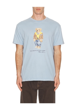 Polo Ralph Lauren Short Sleeve Resin Washed Graphic Novelty Heritage Bear T-Shirt in Cream. Size L. Also in M, S, XL/1X, XXL/2X.