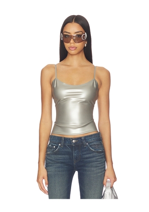 POSTER GIRL Whistle Top in Metallic Silver, grey. Size L. Also in M, S, XS.