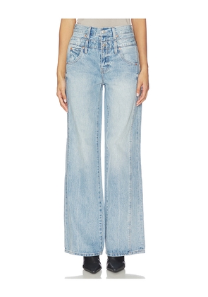 PISTOLA Caleb High Rise Stacked Wide Jeans in Blue. Size 24. Also in 25, 26, 27, 28, 30, 32, 33.