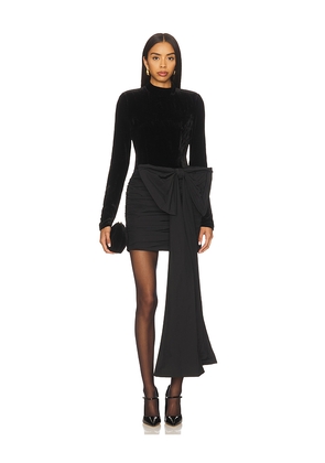 ROTATE Velvet Bow Mini Dress in Black. Size 32. Also in 34, 36.