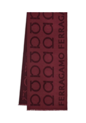 Ferragamo Gancini jacquard logo scarf - Red
