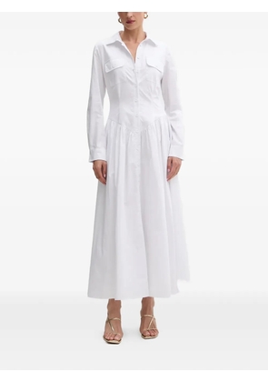Bardot long-sleeves midi shirt dress - White