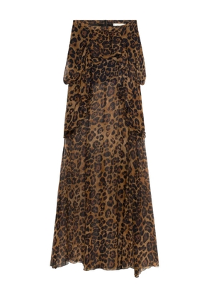 Blumarine printed ruffled-detail skirt - Brown