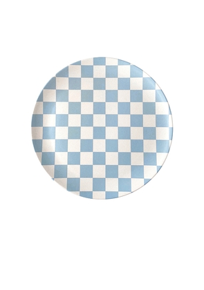 Xenia Taler Diner Check Dinner Plates Set Of 4 in Baby Blue.