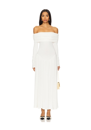 WeWoreWhat Off Shoulder Ruched Midi Dress in Ivory. Size L. Also in M, S, XS.