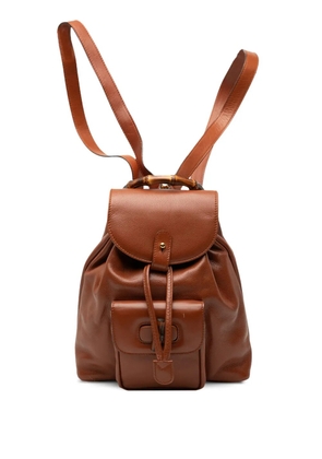 Gucci Pre-Owned 20th Century Leather Bamboo Drawstring backpack - Brown