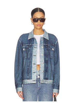 Rag & Bone Miramar Combo Terry Oversized Trucker in Blue. Size L. Also in M, S, XS.
